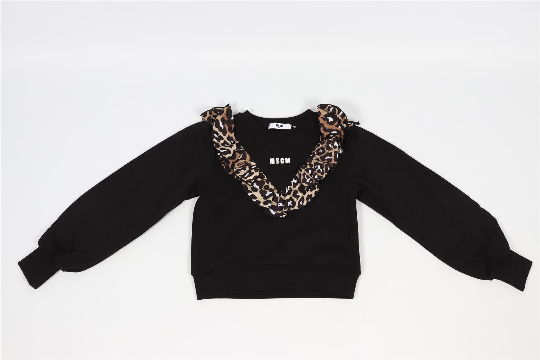 MSGM BLACK KIDS GIRLS COTTON SWEATSHIRT 8 YEARS