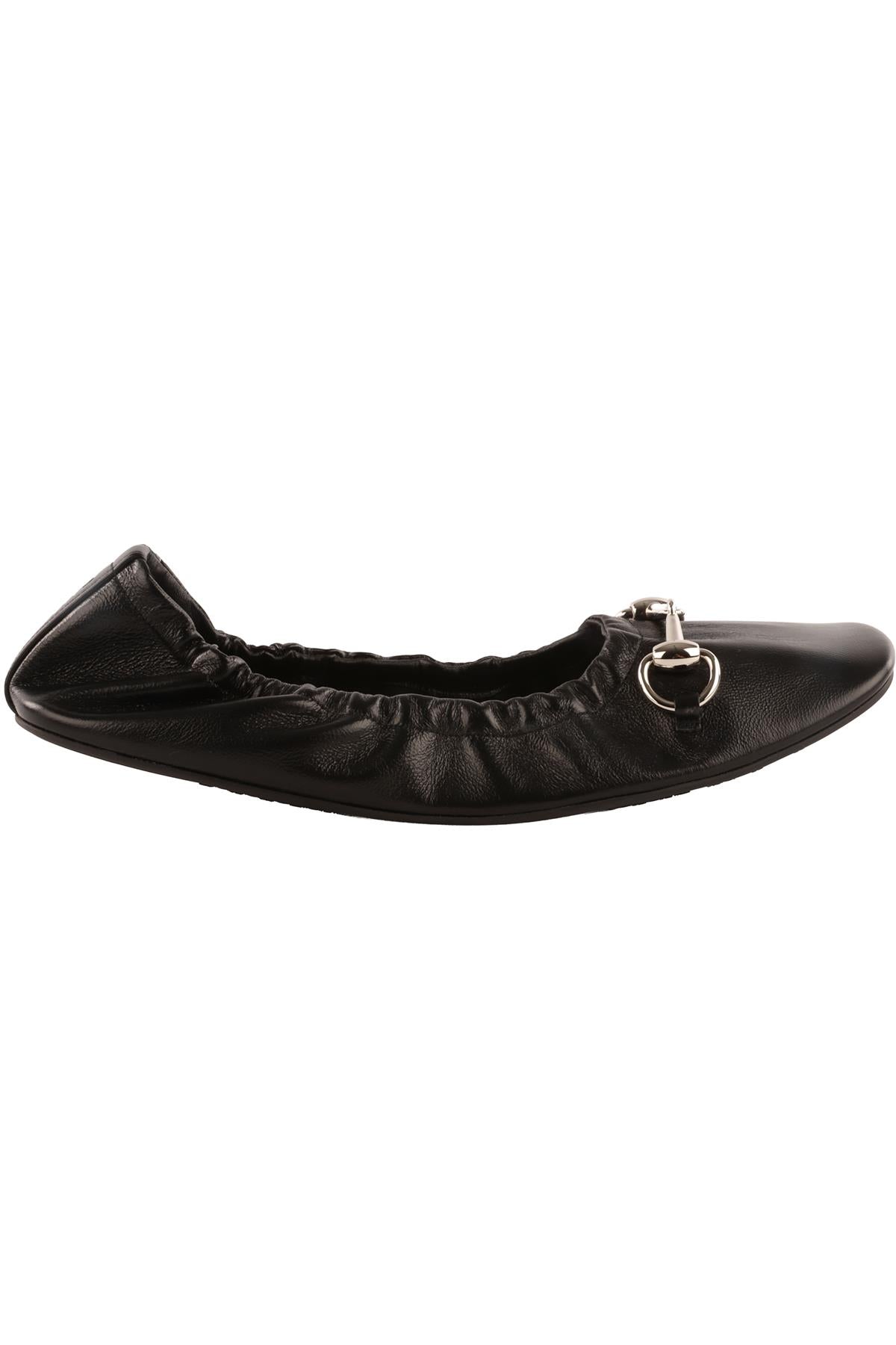 GUCCI BLACK PRIMA LEATHER BALLET FLATS EU 40.5 UK 7.5 US 10.5
