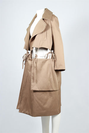 EUDON CHOI BROWN COTTON COAT SMALL