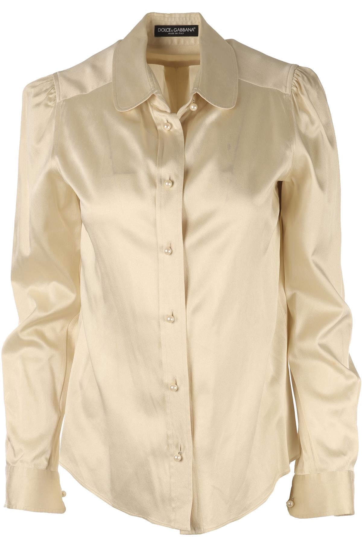 DOLCE & GABBANA CREAM SILK SHIRT IT 38 UK 6