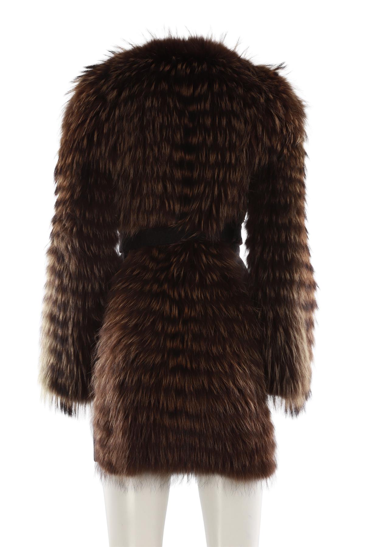 HOCKLEY BROWN FUR AND WOOL COAT UK 10