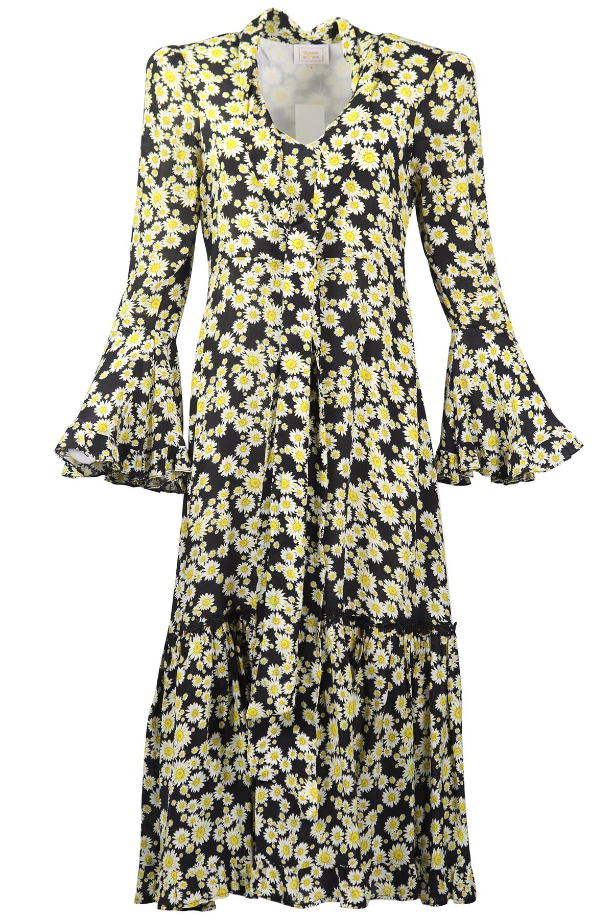 QUEENS OF ARCHIVE FLORAL PRINT VISCOSE MAXI DRESS UK 12