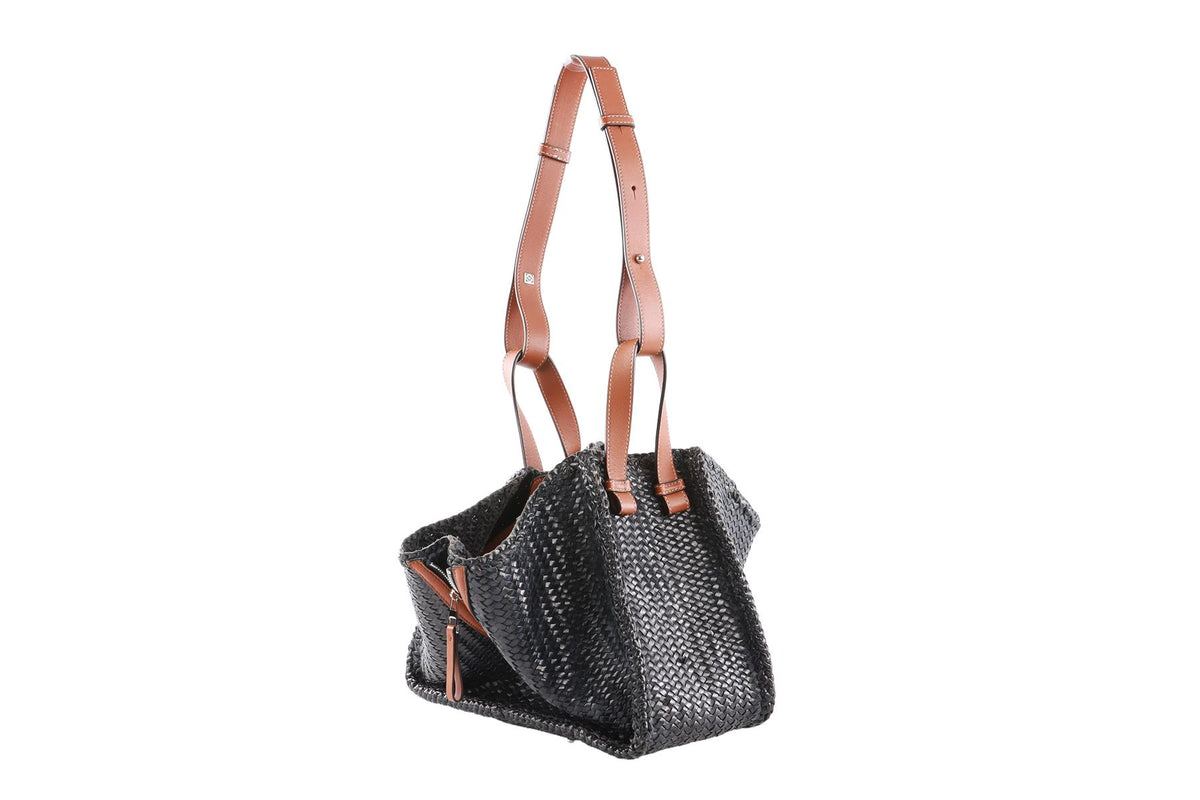 LOEWE NAVY HAMMOCK MEDIUM LEATHER TOTE BAG