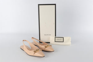 GUCCI NUDE GG LEATHER SLINGBACK FLATS EU 36 UK 3 US 6