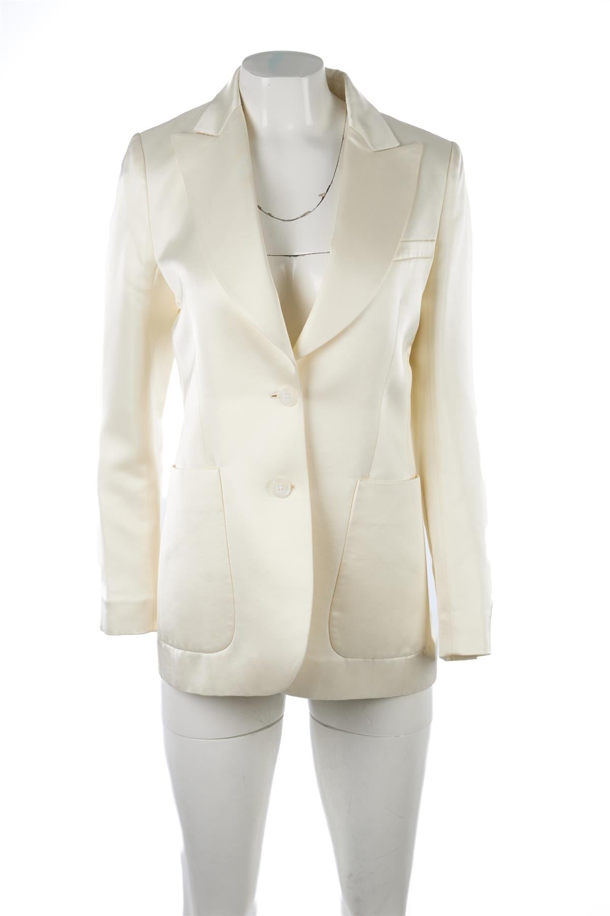 BELLA FREUD IVORY SATIN BLAZER UK 8