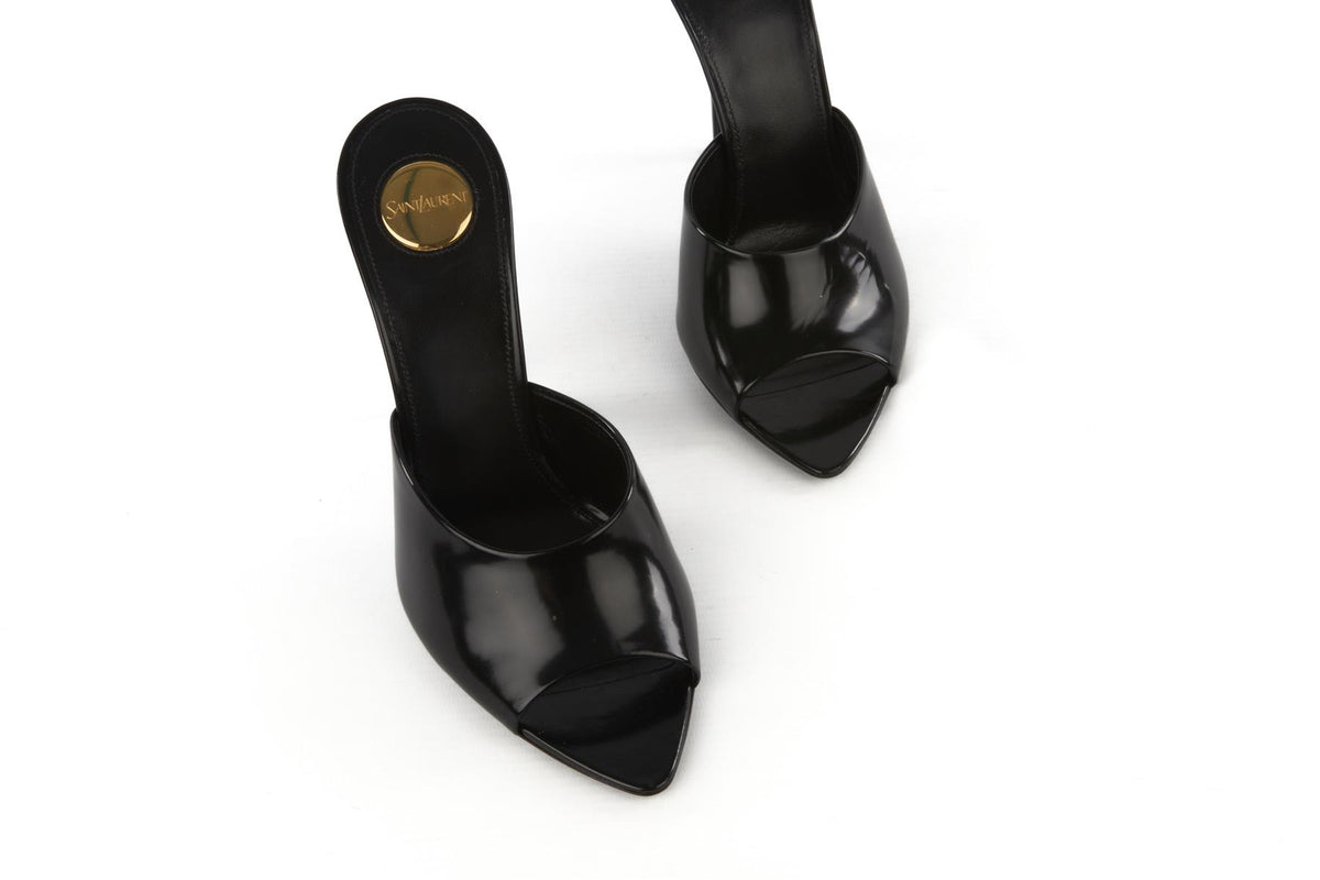SAINT LAURENT BLACK ROMY LEATHER MULES EU 38 UK 5 US 8