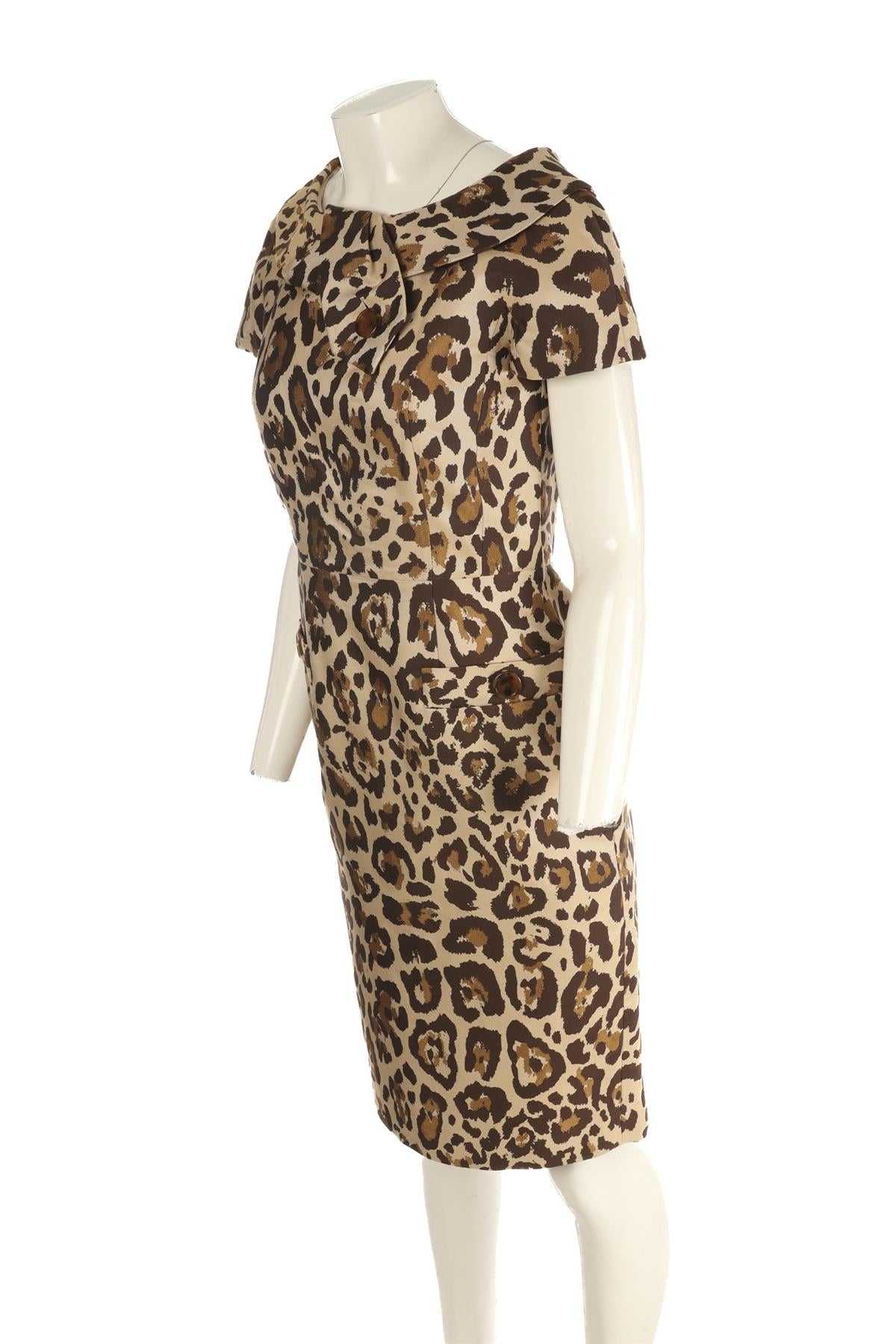 CHRISTIAN DIOR BROWN COTTON MIDI DRESS FR 40 UK 12