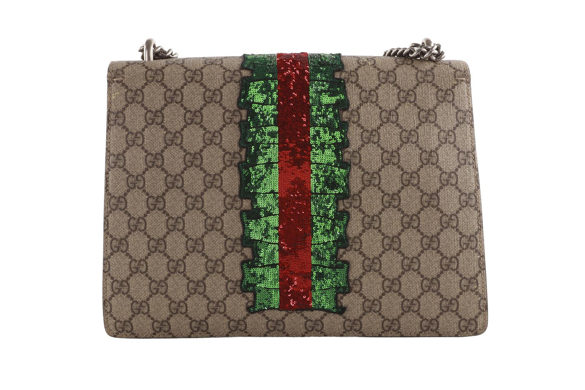 GUCCI BEIGE DIONYSIS MEDIUM GG SUPREME COATED CANVAS SHOULDER BAG