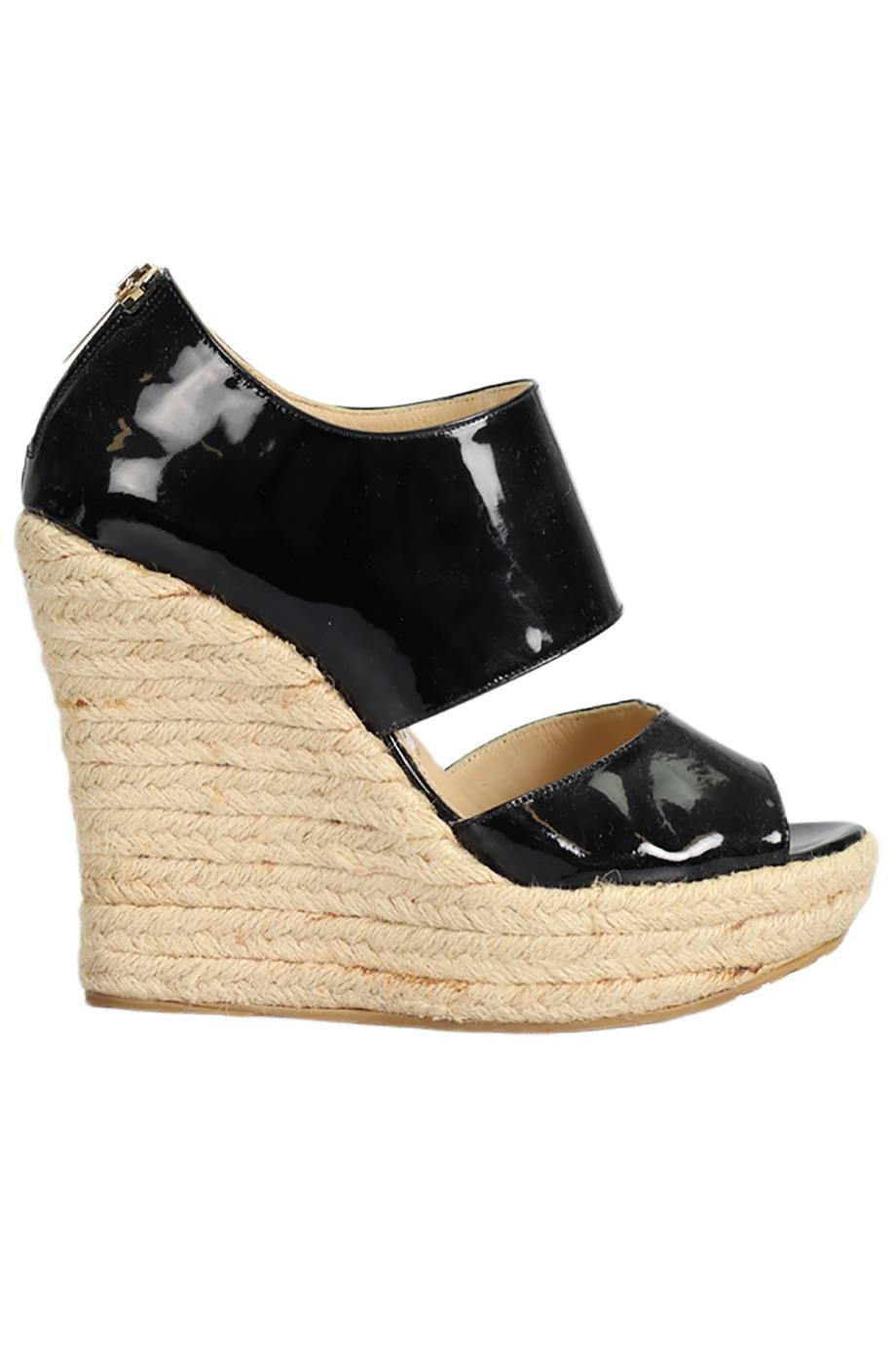 JIMMY CHOO PATENT LEATHER WEDGES ESPADRILES EU 37 UK 4 US 7