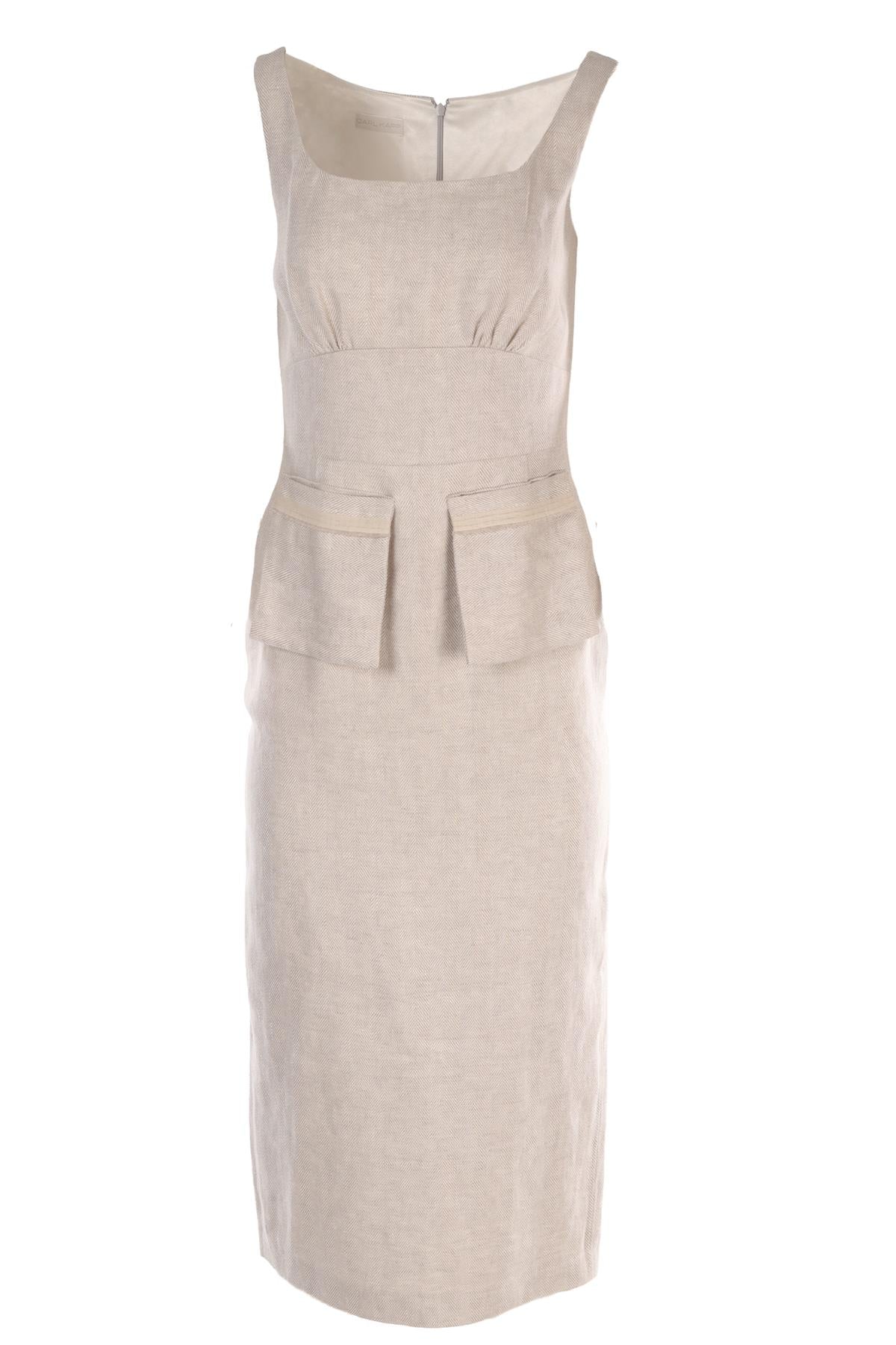 CARL KAPP GREY LINEN MIDI DRESS UK 8