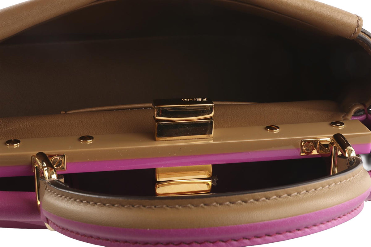 FENDI PINK PEEKABOO MINI BICOLOR LEATHER TOTE BAG