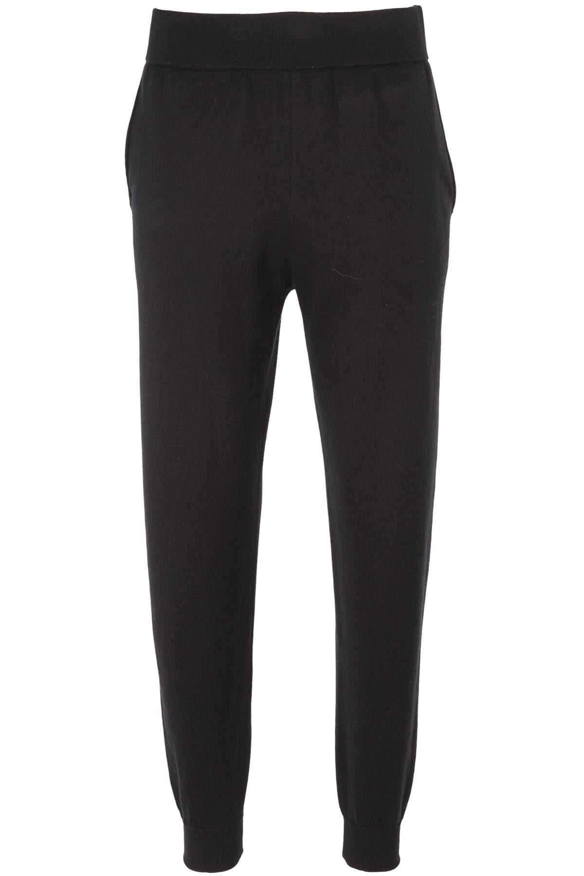 OLIVIA VON HALLE BLACK SILK TAPERED PANTS MEDIUM