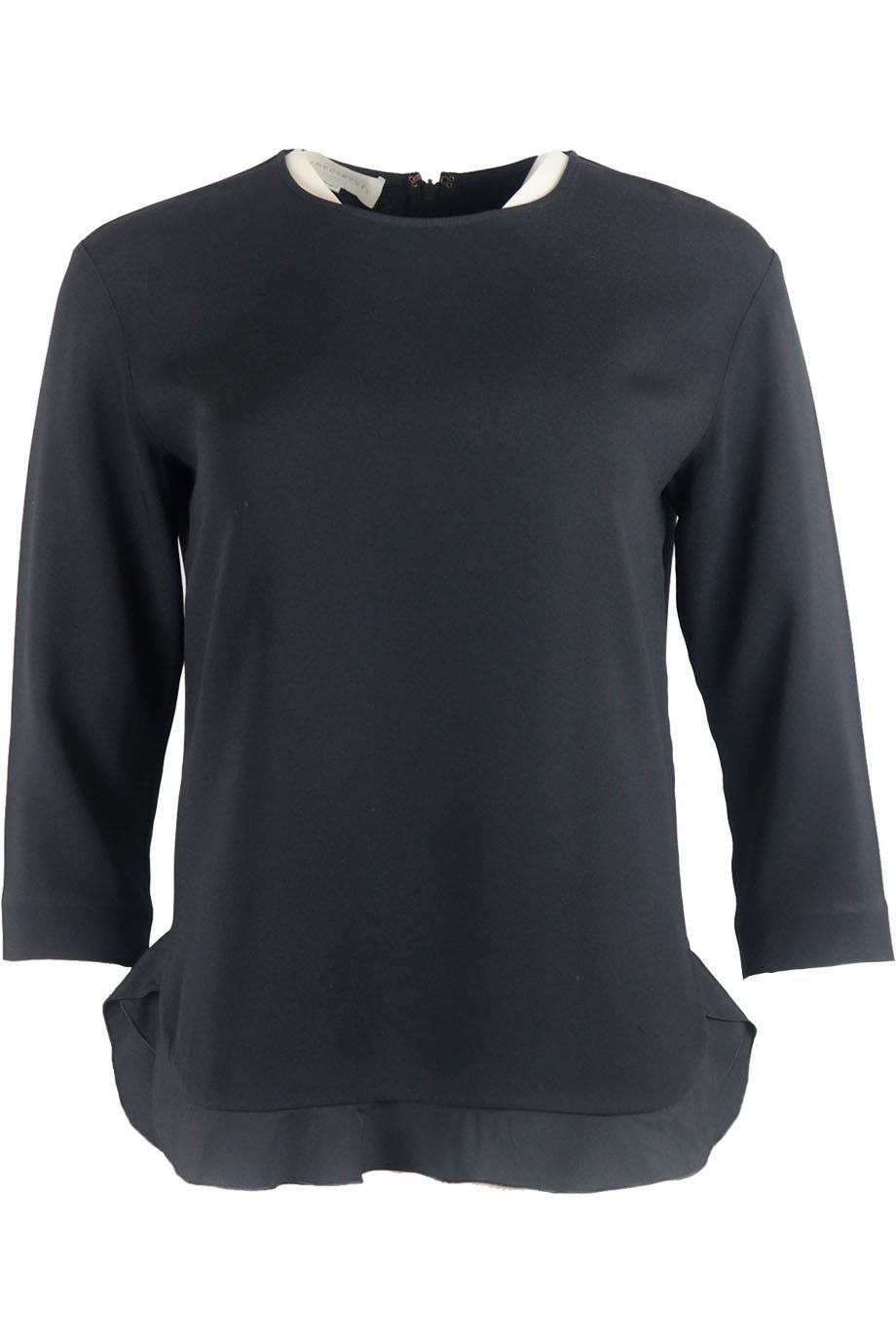 STELLA MCCARTNEY RUFFLE TRIMMED CREPE TOP IT 36 UK 4