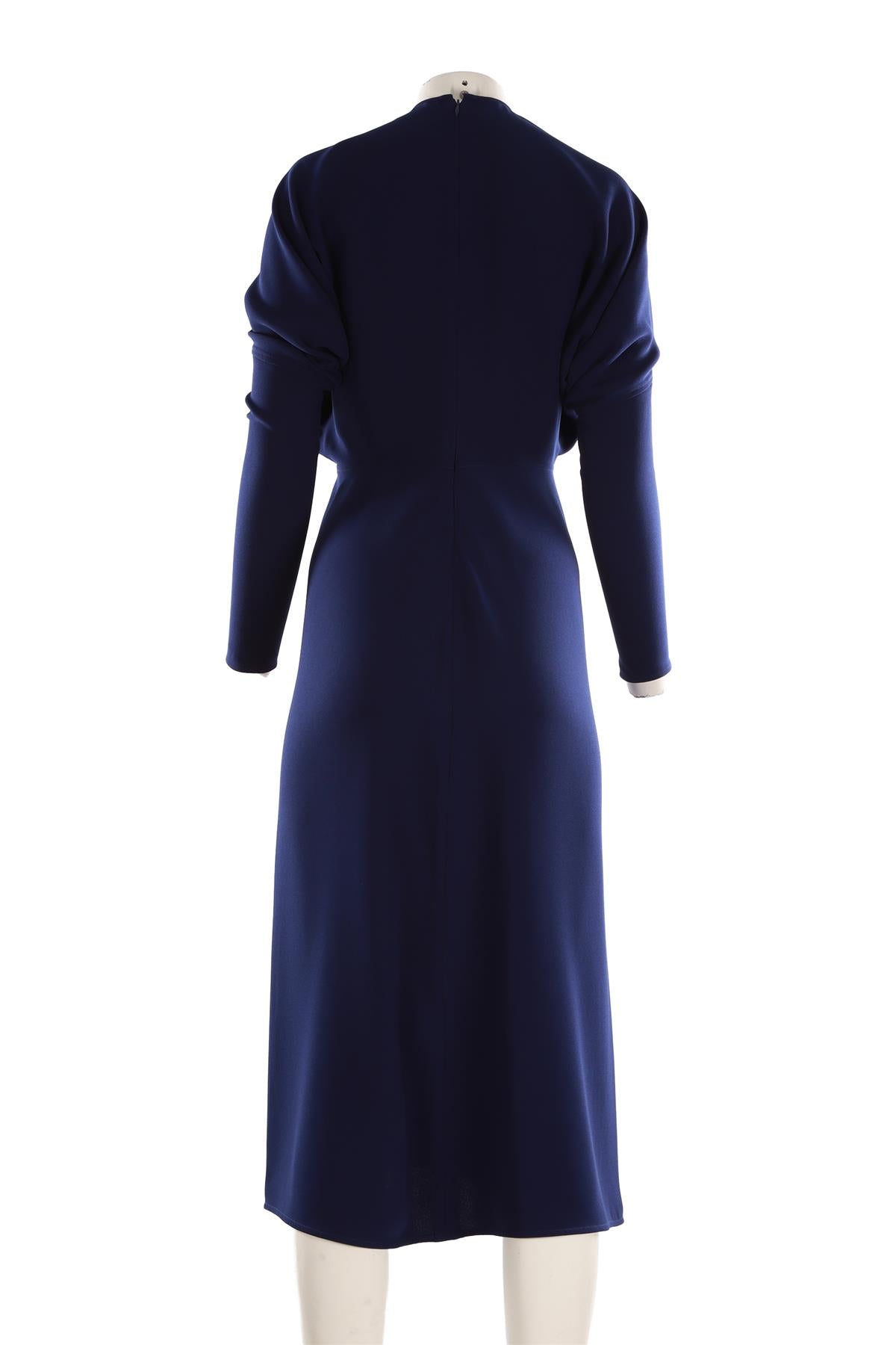 VICTORIA BECKHAM BLUE CREPE MIDI DRESS UK 8