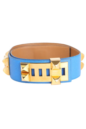 HERMÈS BLUE 1992 COLLIER DE CHIEN EPSOM LEATHER WAIST BELT