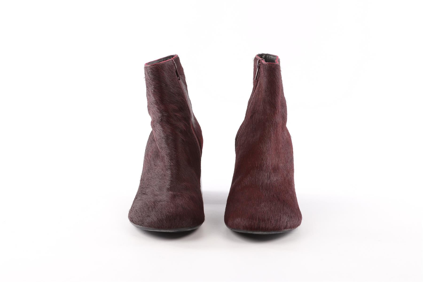 MM6 MAISON MARGIELO BURGUNDY CALF HAIR ANKLE BOOTS EU 40.5 UK 7.5 US 10.5