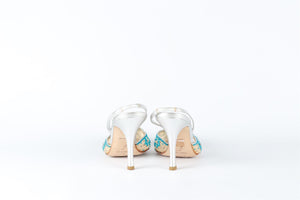 RENÉ  CAOVILLA BLUE LEATHER SLINGBACK PUMPS EU 37 UK 4 US 7