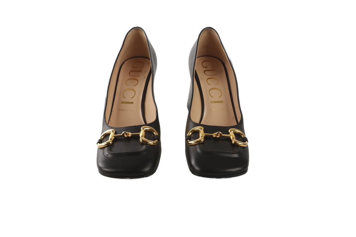 GUCCI BLACK HORSEBIT LEATHER PUMPS EU 39 UK 6 US 9