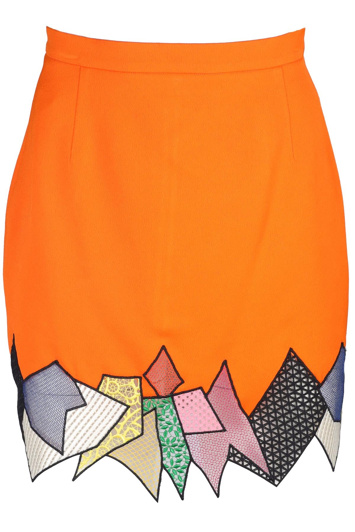 CHRISTOPHER KANE ORANGE CREPE MINI SKIRT UK 8