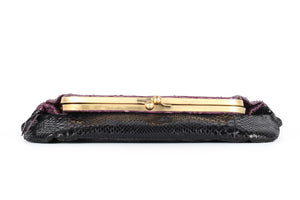 DEVI KROELL PURPLE PYTHON CLUTCH