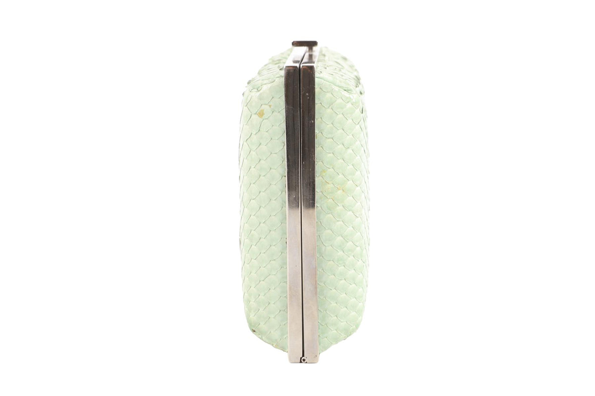 CHANEL GREEN 2012 CC PYTHON CLUTCH