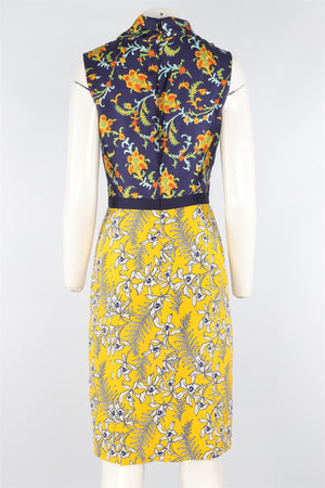 OSCAR DE LA RENTA NAVY 2016 SILK MIDI DRESS IT 42 UK 10