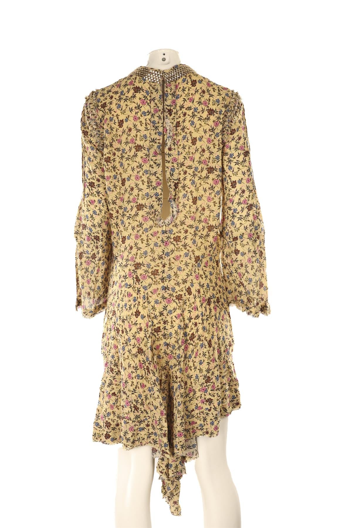 CHLOÉ YELLOW CREPE MINI DRESS FR 42 UK 14