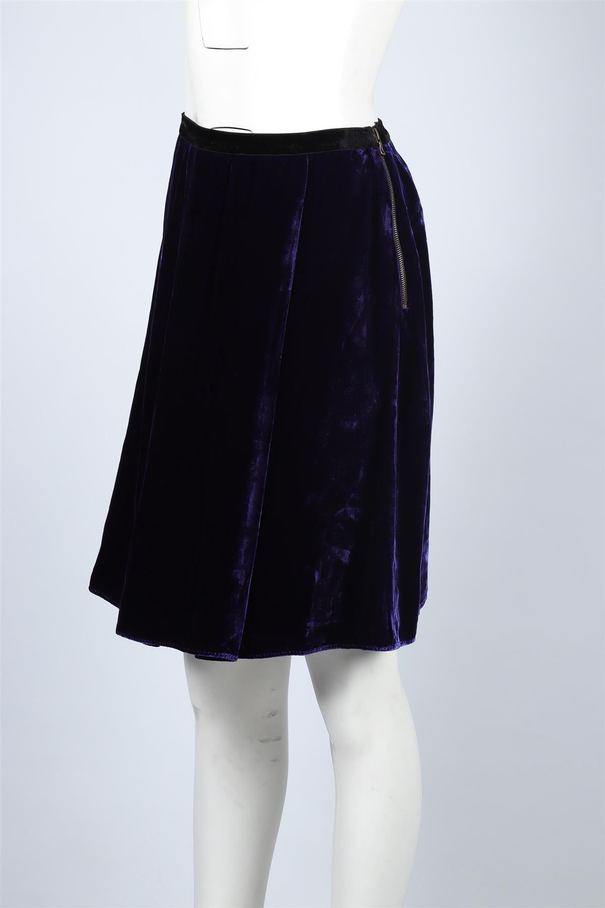 LANVIN BLUE 2006 VELVET SKIRT FR 40 UK 12