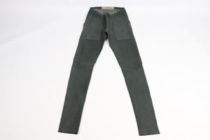 RICK OWENS GREEN LEATHER SKINNY PANTS UK 10