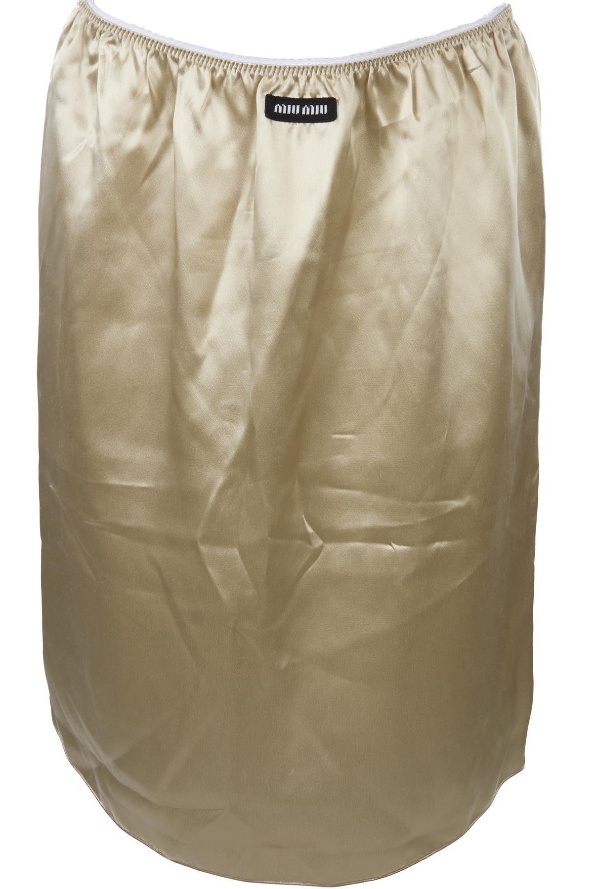 MIU MIU BEIGE SATIN MIDI SKIRT IT 40 UK 8