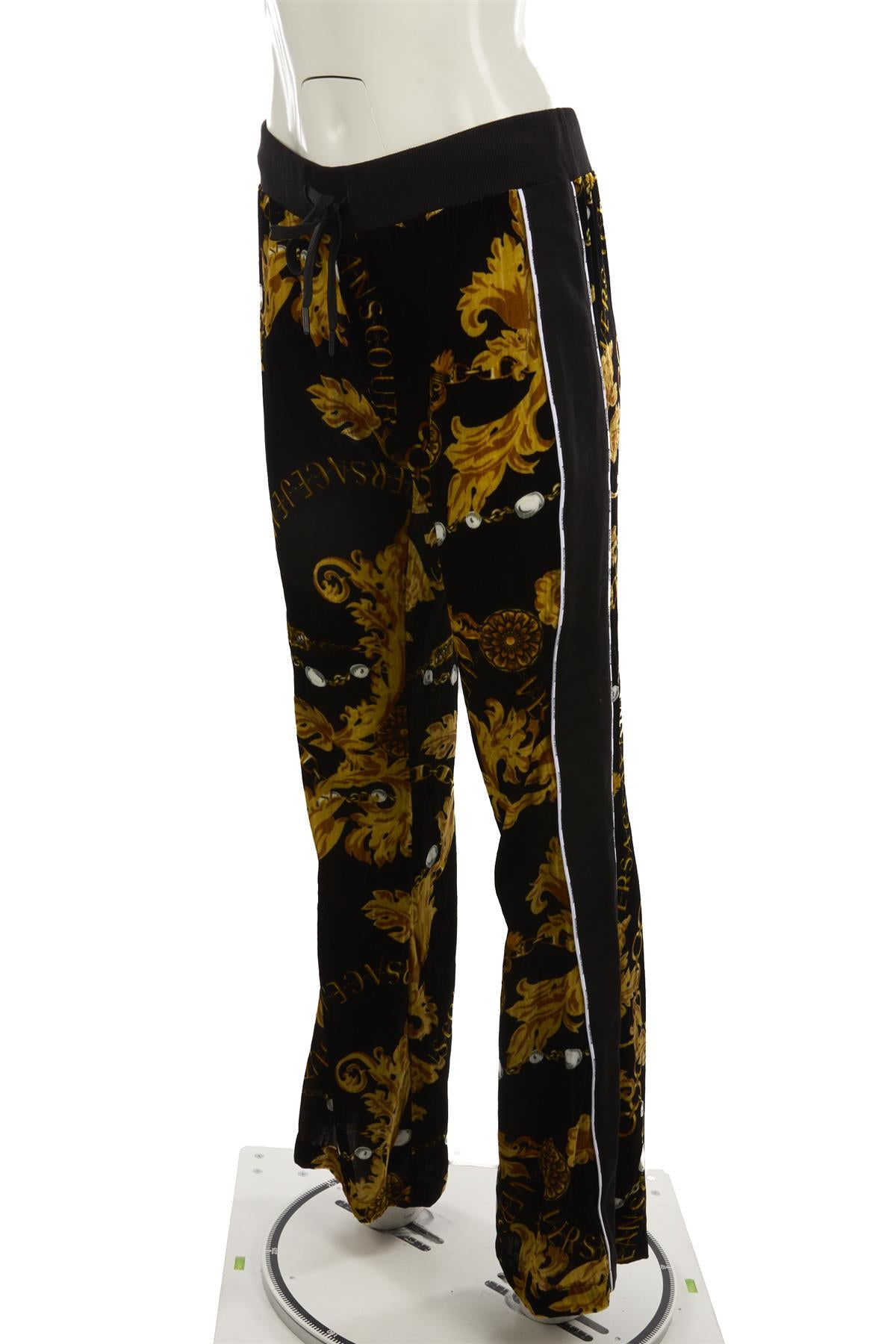 VERSACE JEANS COUTURE BLACK VELVET STRAIGHT LEG PANTS MEDIUM