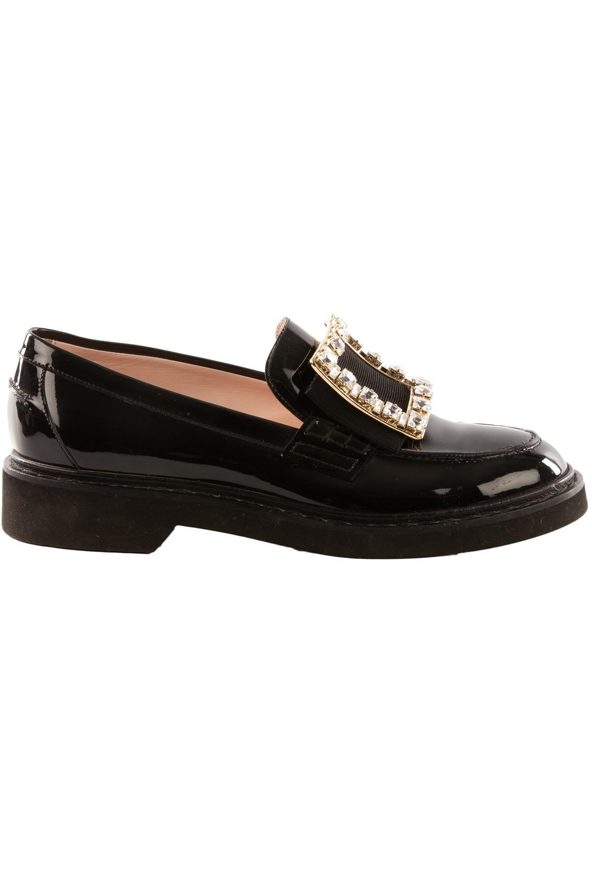 ROGER VIVIER BLACK PATENT LEATHER LOAFERS EU 39
