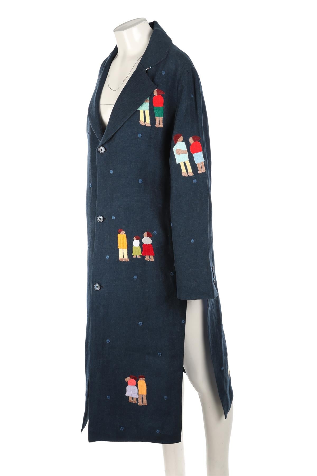 ARTWEAR GALLERY NAVY LINEN COAT SMALL