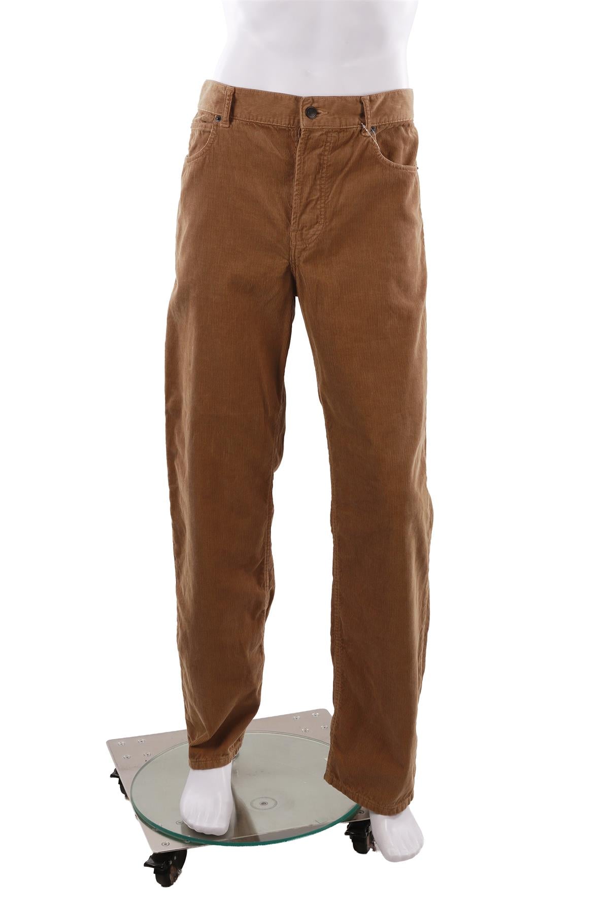 BEIGE MEN'S CORDUROY STRAIGHT LEG PANTS
