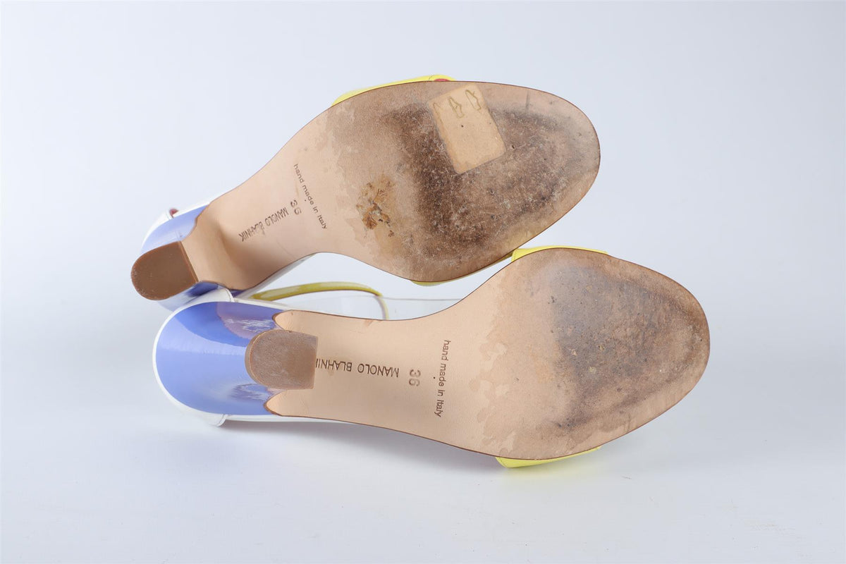 MANOLO BLAHNIK MULTI PATENT LEATHER SANDALS EU 36 UK 3 US 6