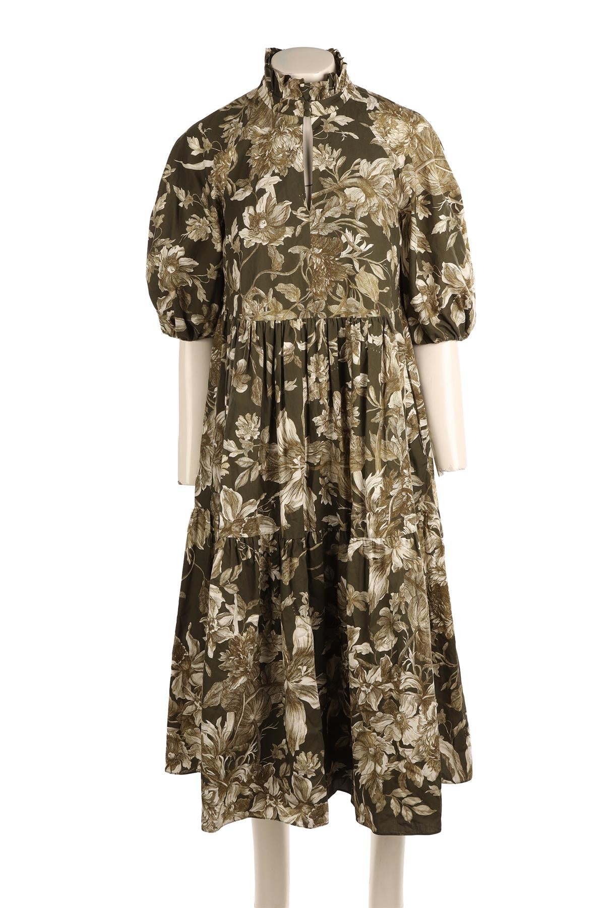 ERDEM GREEN COTTON MAXI DRESS UK 10
