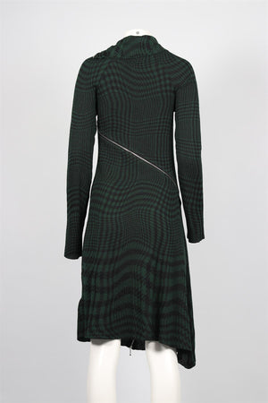 BURBERRY GREEN WOOL BLEND MIDI DRESS SMALL