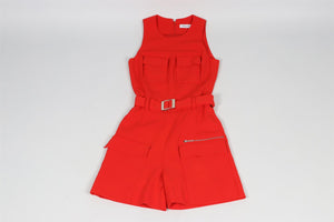 MUGLER RED CREPE PLAYSUIT FR 36 UK 8