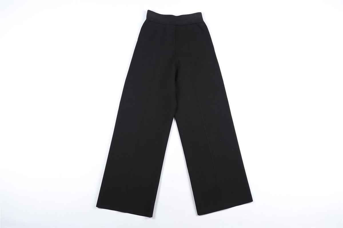 ROLAND MOURET BLACK KNIT WIDE LEG PANTS XSMALL