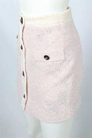 ALESSANDRA RICH PINK TWEED COTTON BLEND MINI SKIRT IT 38 UK 6