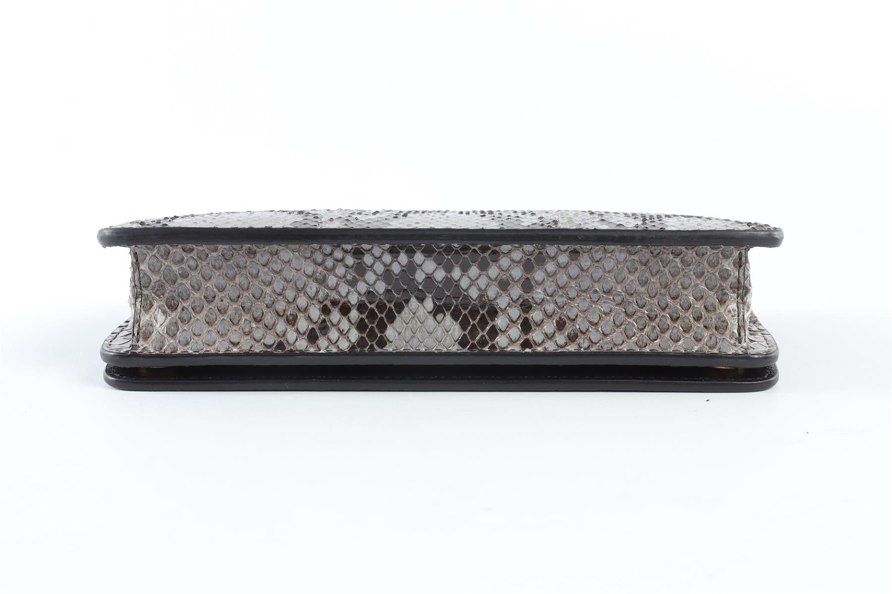 PRADA GREY PYTHON SHOULDER BAG