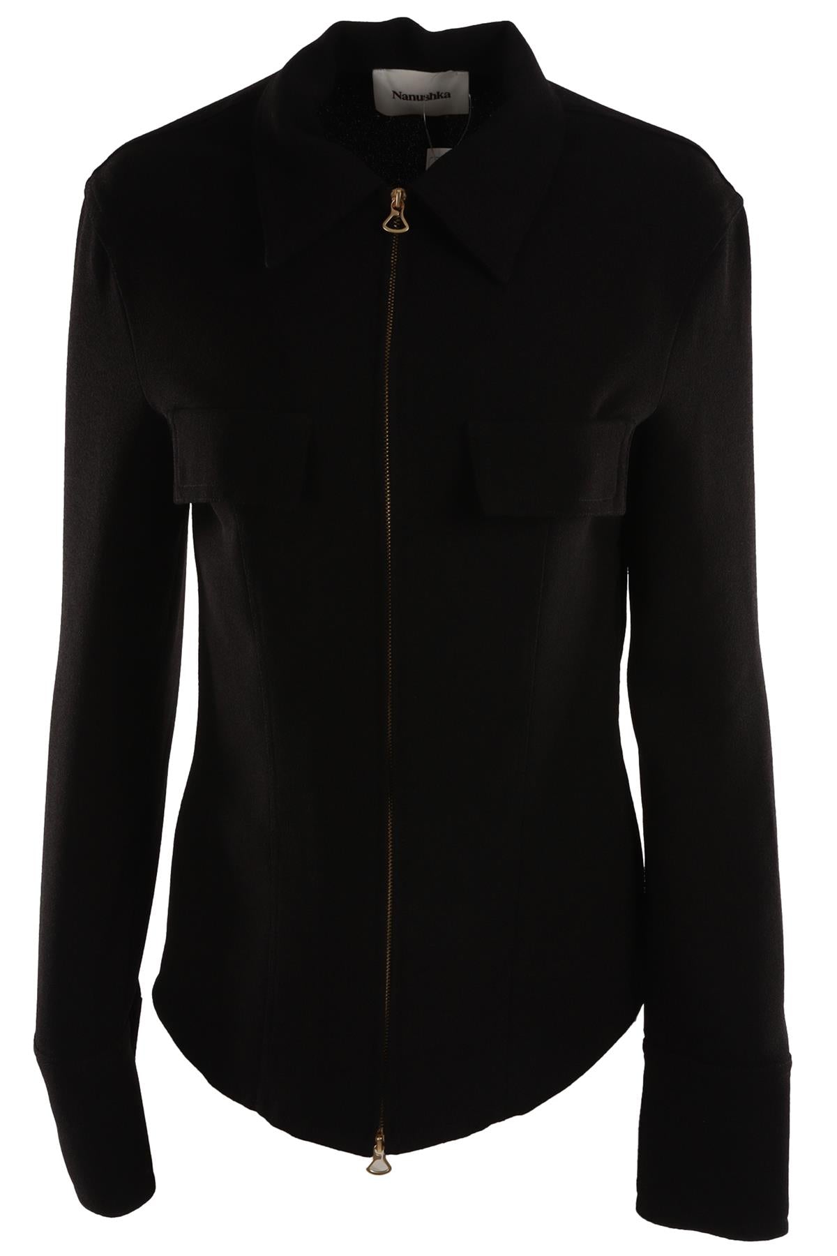 NANUSHKA BLACK CREPE SHIRT SMALL
