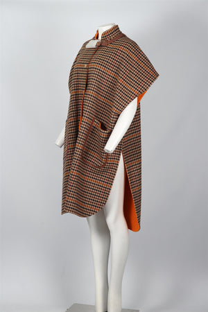 BURBERRY REVERSIBLE CHECKED WOOL CAPE XSMALL-SMALL