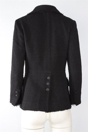 CHANEL BLACK 2009 COTTON BLAZER FR 40 UK 12