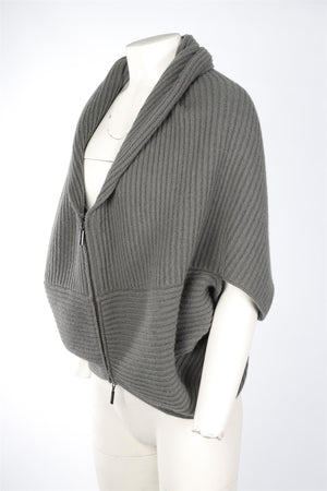 ARMANI COLLEZIONI GREY WOOL CARDIGAN SMALL