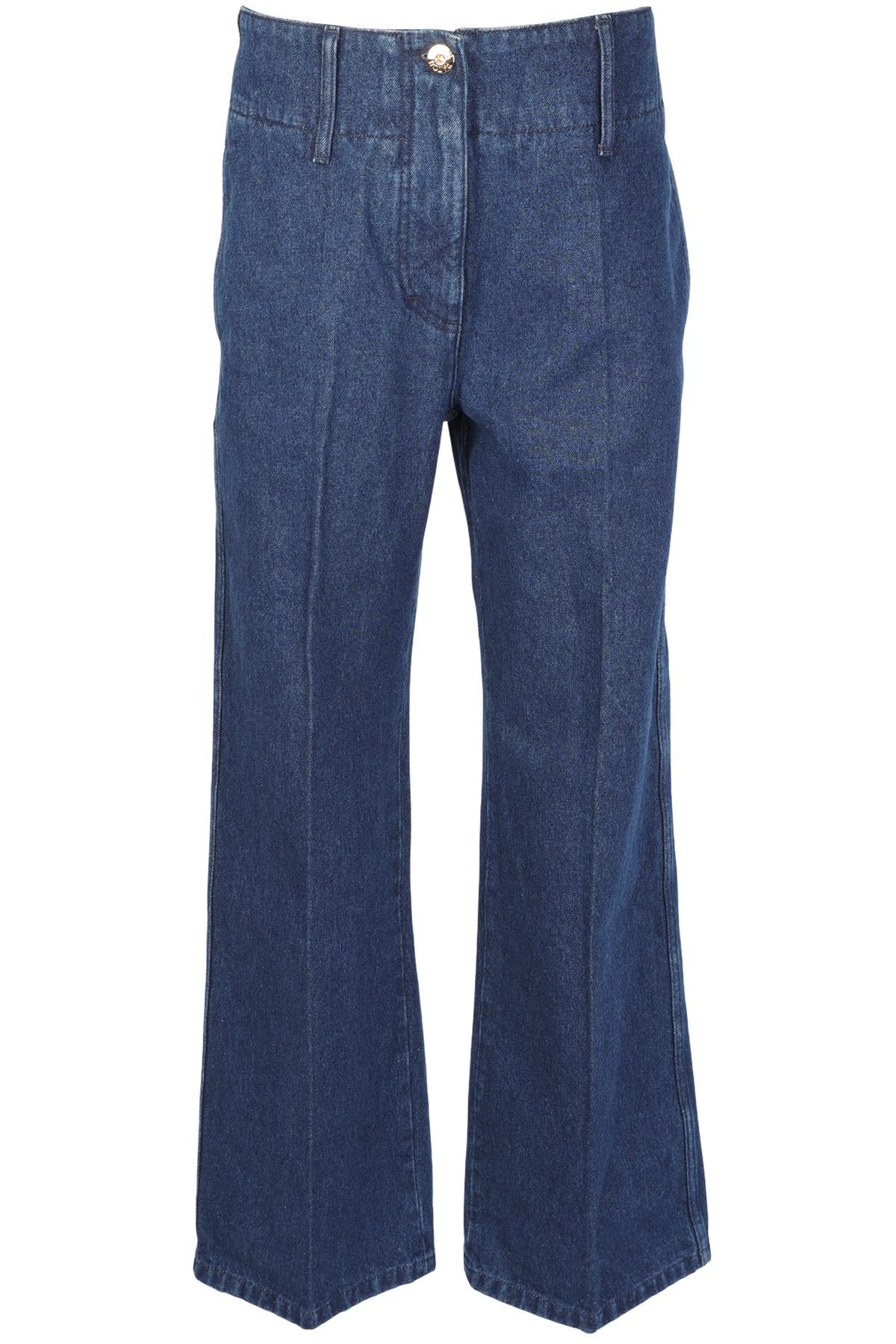 PATOU BLUE COTTON HIGH RISE WIDE LEG JEANS FR 38 UK 10