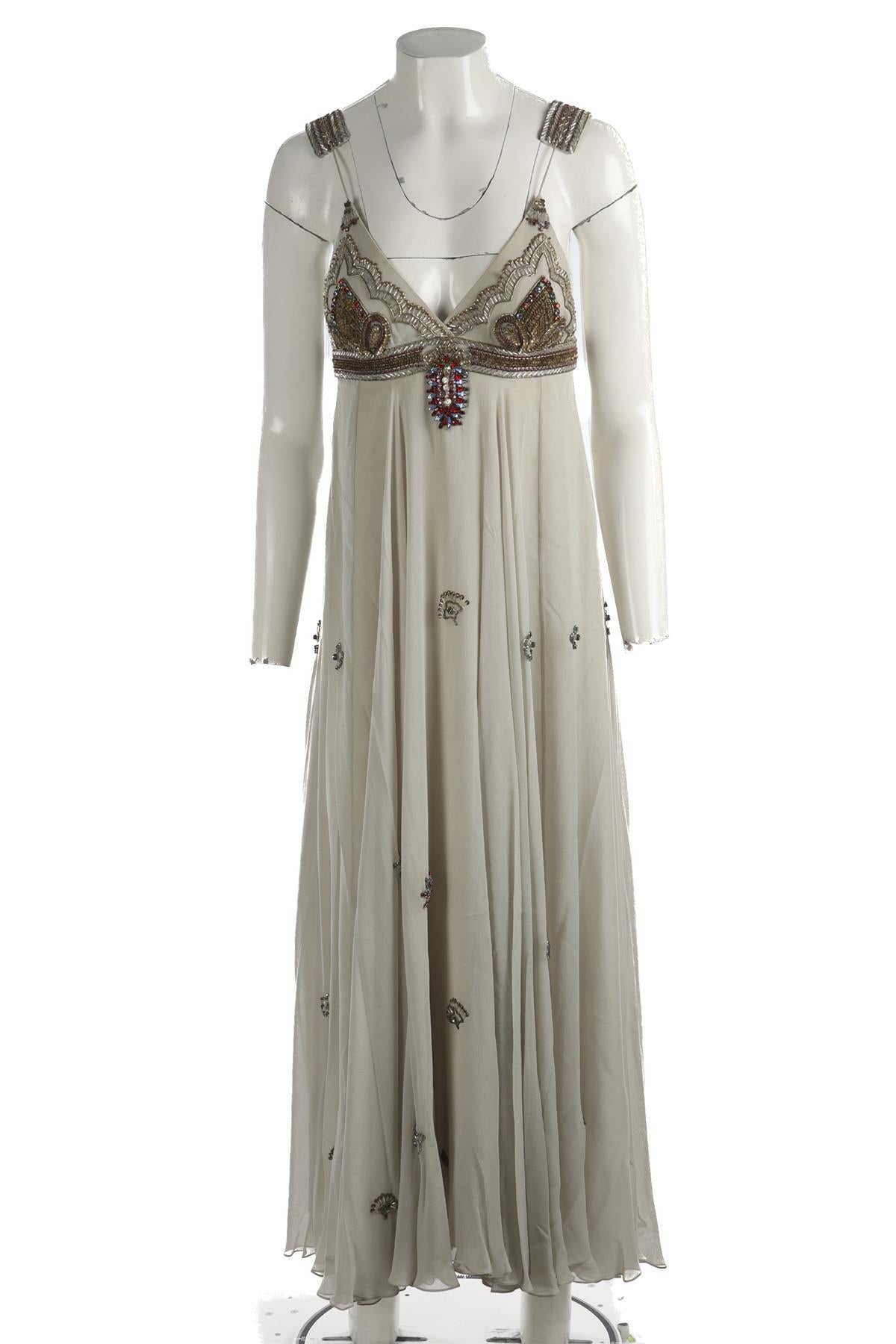 MATTHEW WILLIAMSON GREY SILK MAXI DRESS US 8 UK 12