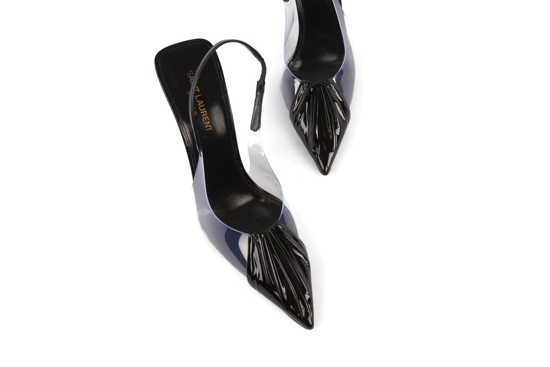 SAINT LAURENT BLACK FRIDA PVC SLINGBACK PUMPS EU 39.5 UK 6.5 US 9.5