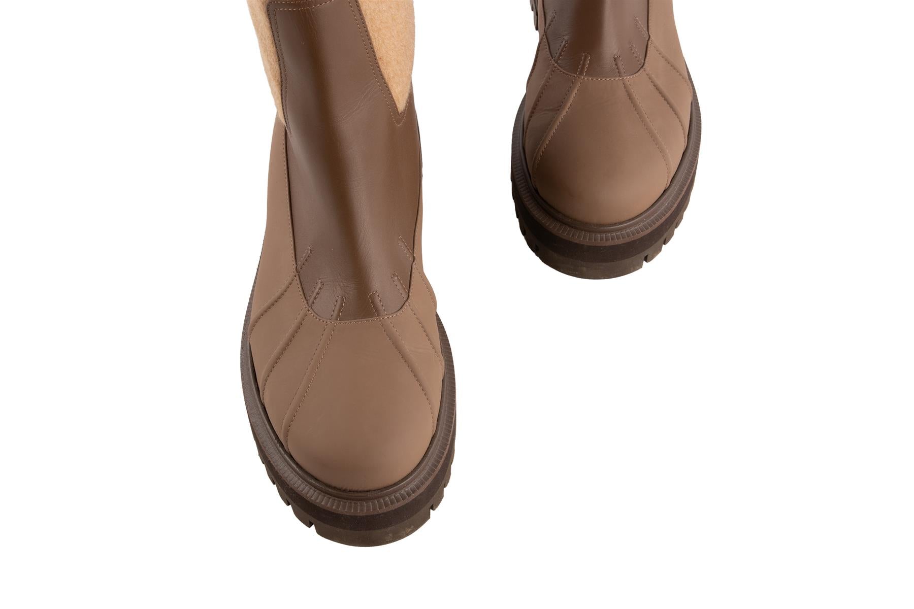 LORO PIANA BROWN REGENT LEATHER ANKLE BOOTS EU 39