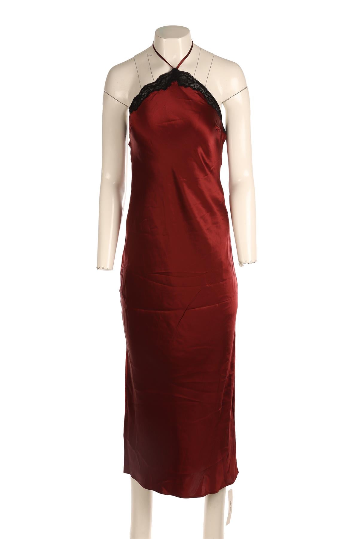 REFORMATION BURGUNDY SILK MAXI DRESS SMALL